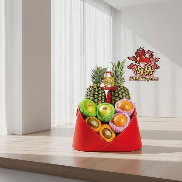 迎喜六式生果籃(紅)